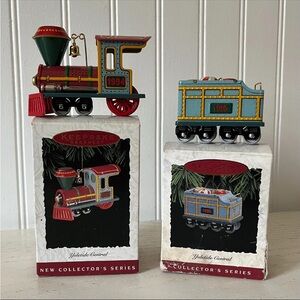 Hallmark Keepsake Ornament YULETIDE CENTRAL Train Collector's Series LOT of 2!